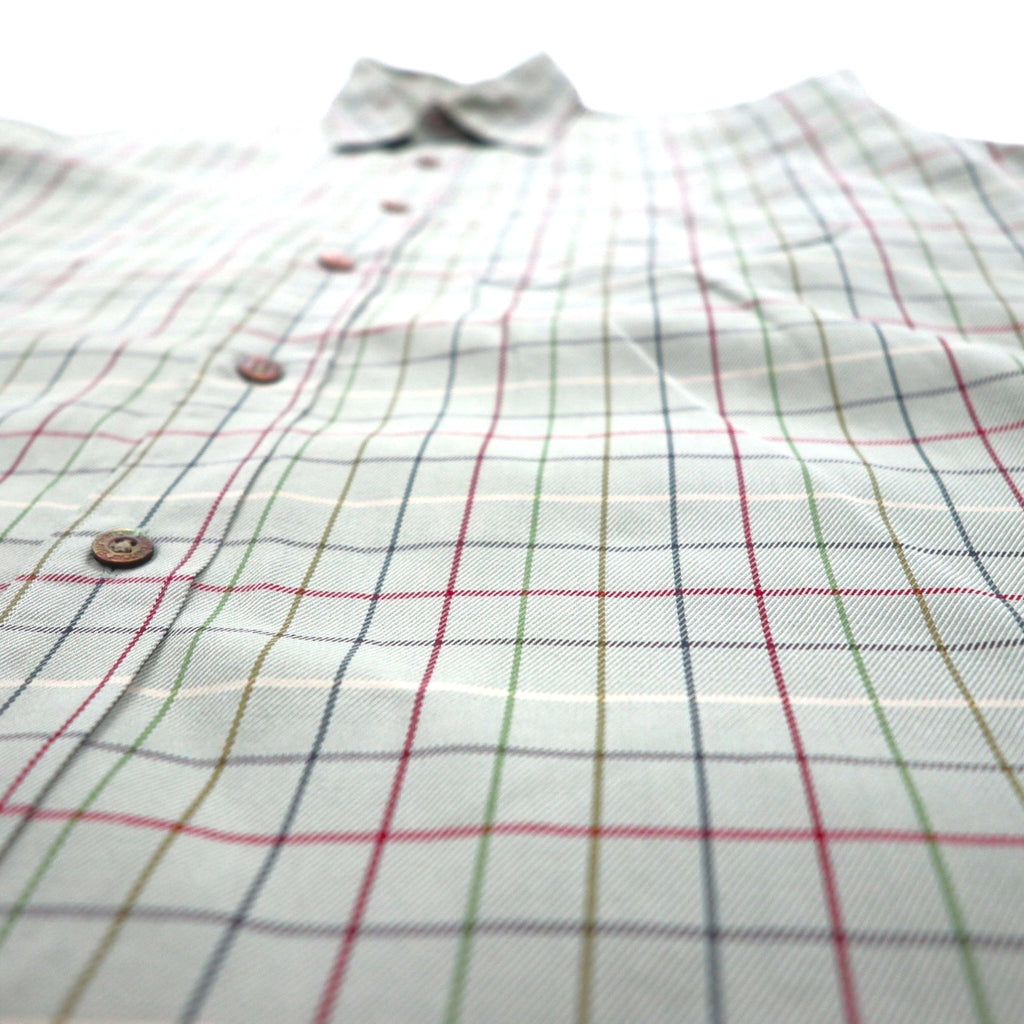 BURBERRY 90s Long Sleeve Shirt, Size M, Beige Cotton, Check, Chest Pocket, One-Point Logo Embroidery