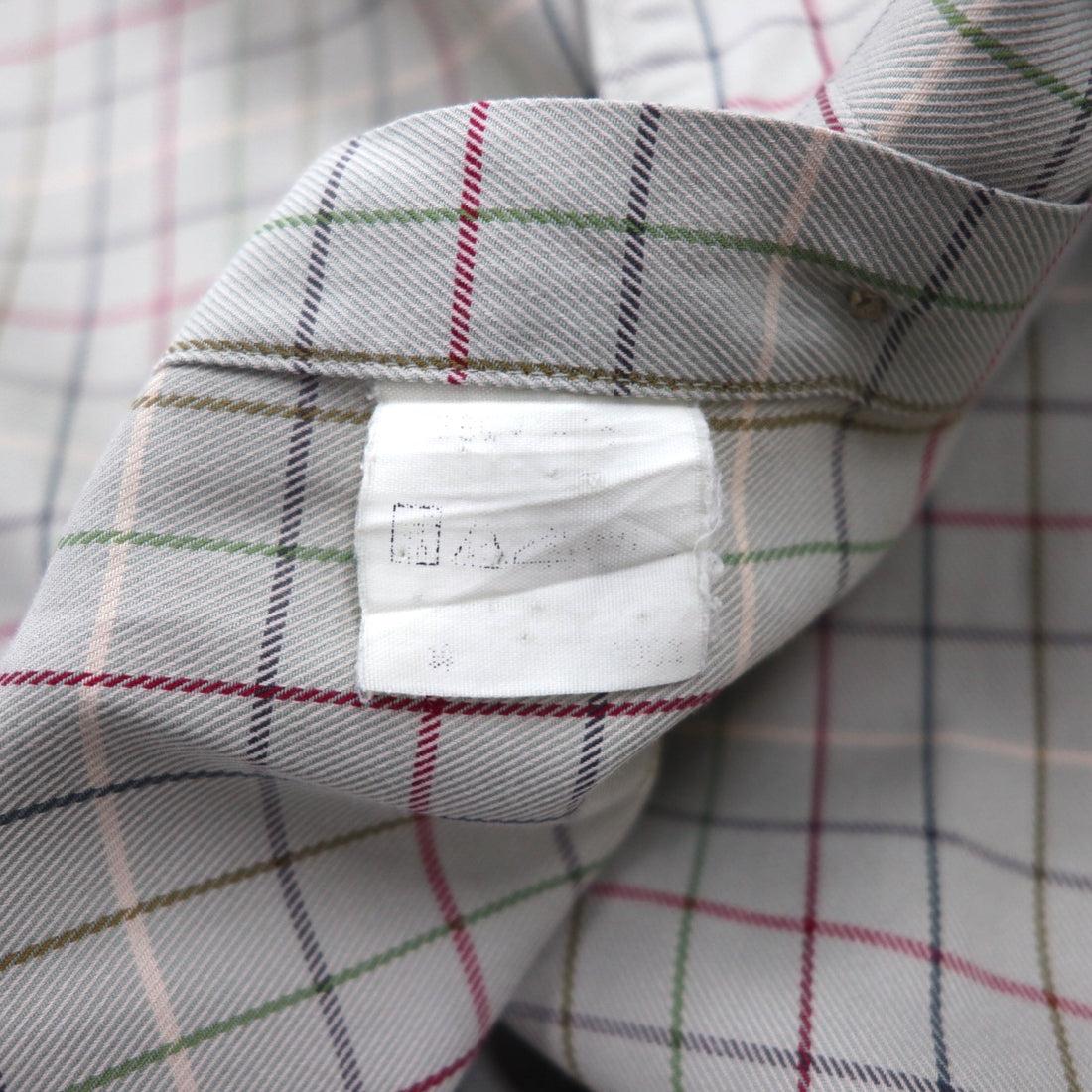 BURBERRY 90s Long Sleeve Shirt, Size M, Beige Cotton, Check, Chest Pocket, One-Point Logo Embroidery