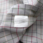 BURBERRY 90s Long Sleeve Shirt, Size M, Beige Cotton, Check, Chest Pocket, One-Point Logo Embroidery