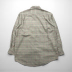 BURBERRY 90s Long Sleeve Shirt, Size M, Beige Cotton, Check, Chest Pocket, One-Point Logo Embroidery