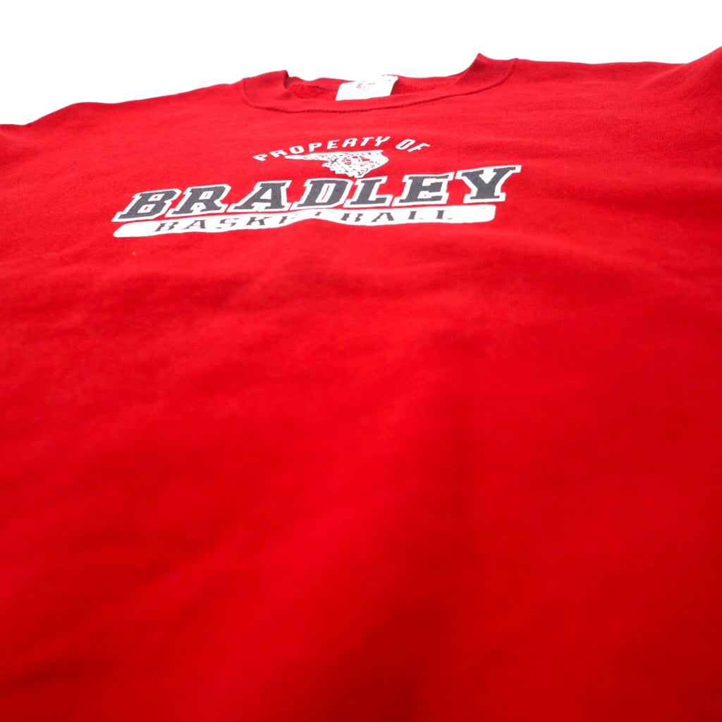 JERZEES 90s SUPER SWEATS College Print Sweatshirt XL Red Cotton NCAA BRADLEY BASKETBALL Big Size Made in Mexico
