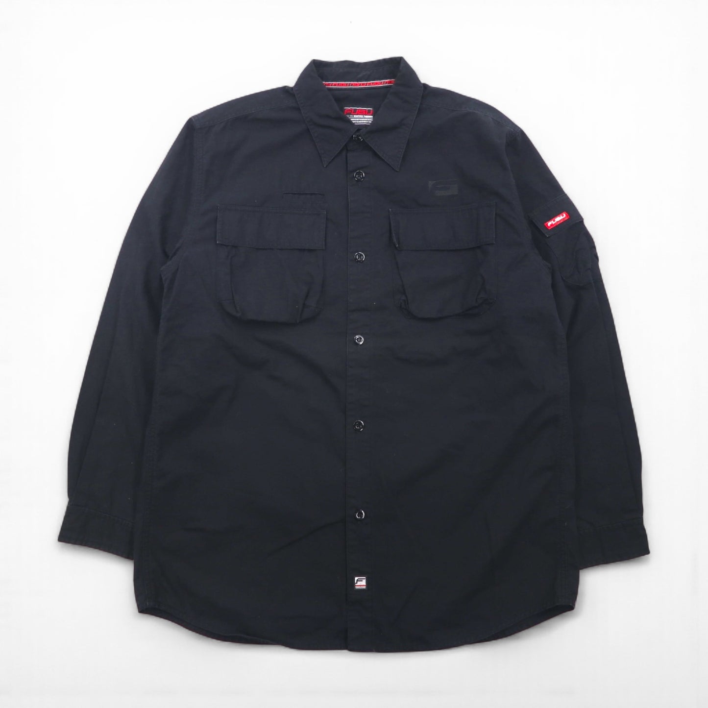 FUBU 2000s Ripstop Field Shirt, Size M, Black, Double Pocket Utility Shirt