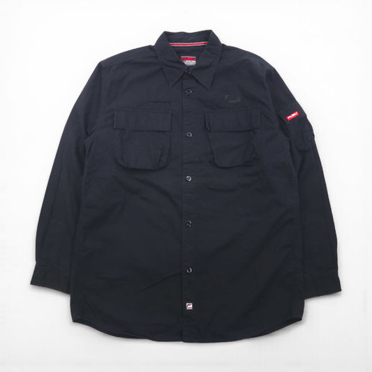 FUBU 00年代 リップストップ フィールドシャツ M ブラック ダブルポケット ユーティリティシャツ
