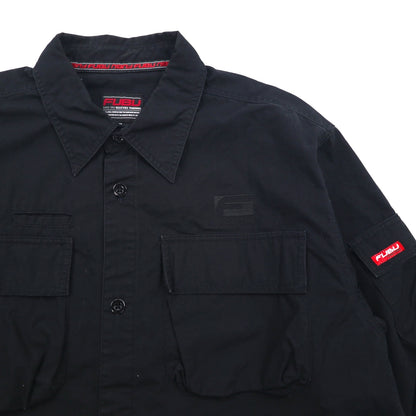 FUBU 2000s Ripstop Field Shirt, Size M, Black, Double Pocket Utility Shirt