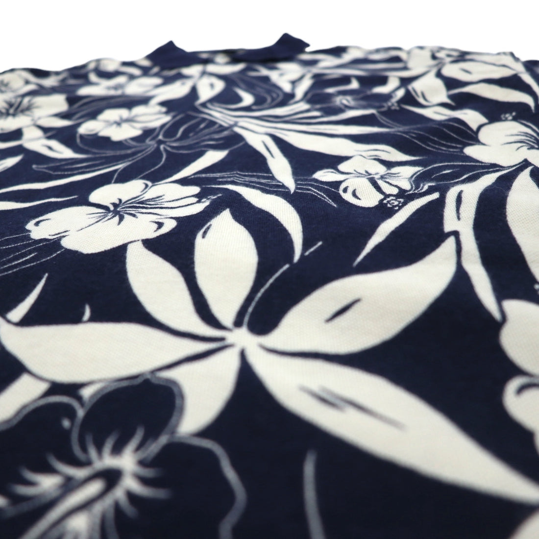 NAUTICA Polo Shirt XL Navy Cotton All-over Pattern Hibiscus Flower Big Size