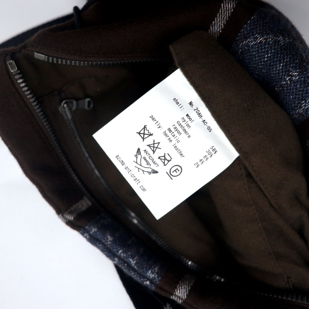 Azuma TALLIT STRIPE UTILITY SACK Sacoche Bag Brown Wool Jacquard Lace Up TALLIT STRIPE UTILITY SACK 20AH-AC-05 Handled by HAZE Made in Japan
