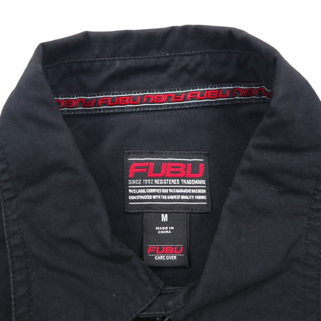 FUBU 2000s Ripstop Field Shirt, Size M, Black, Double Pocket Utility Shirt