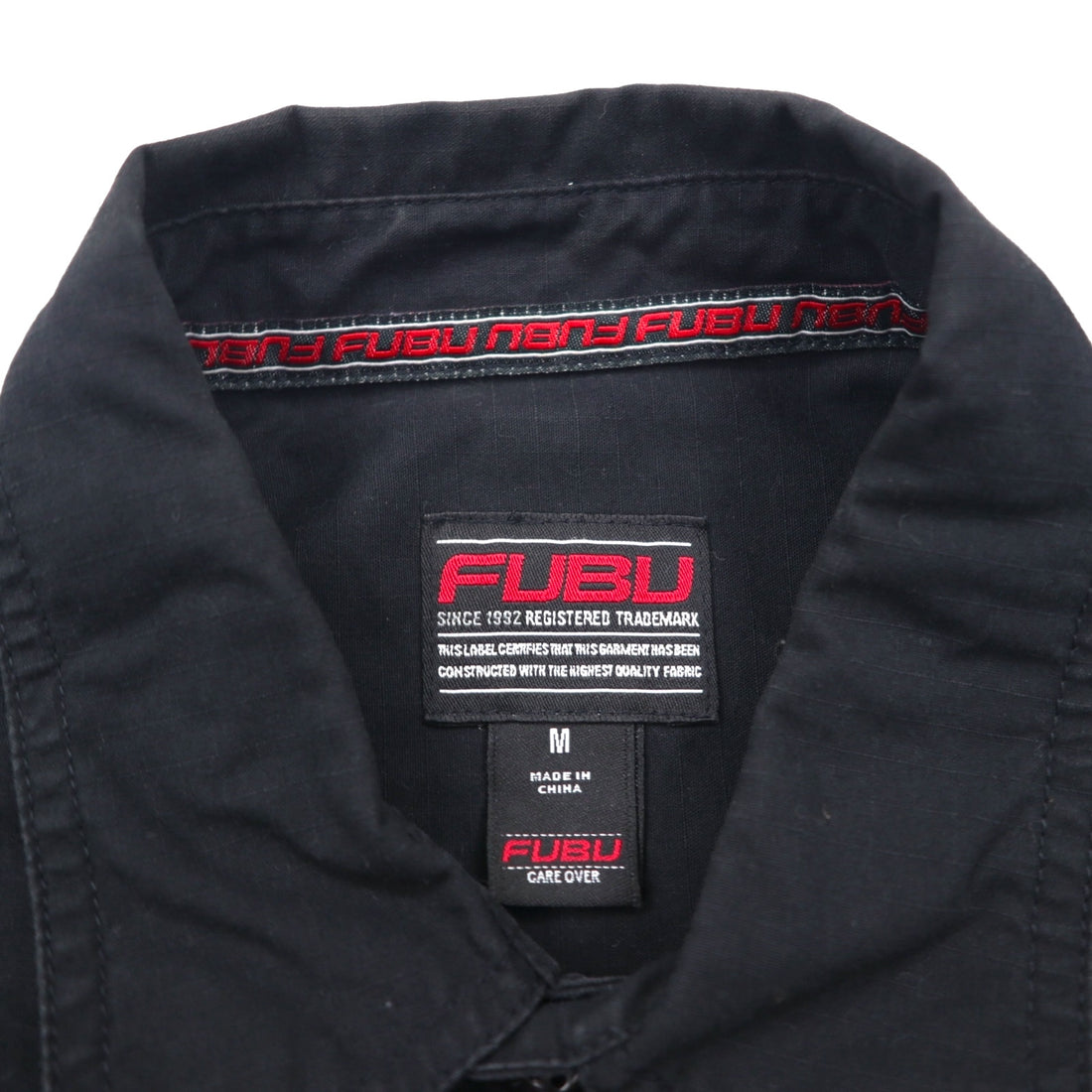 FUBU 2000s Ripstop Field Shirt, Size M, Black, Double Pocket Utility Shirt
