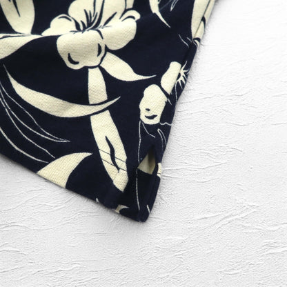 NAUTICA ポロシャツ XL ネイビー コットン 総柄 ハイビスカス 花 ビッグサイズ