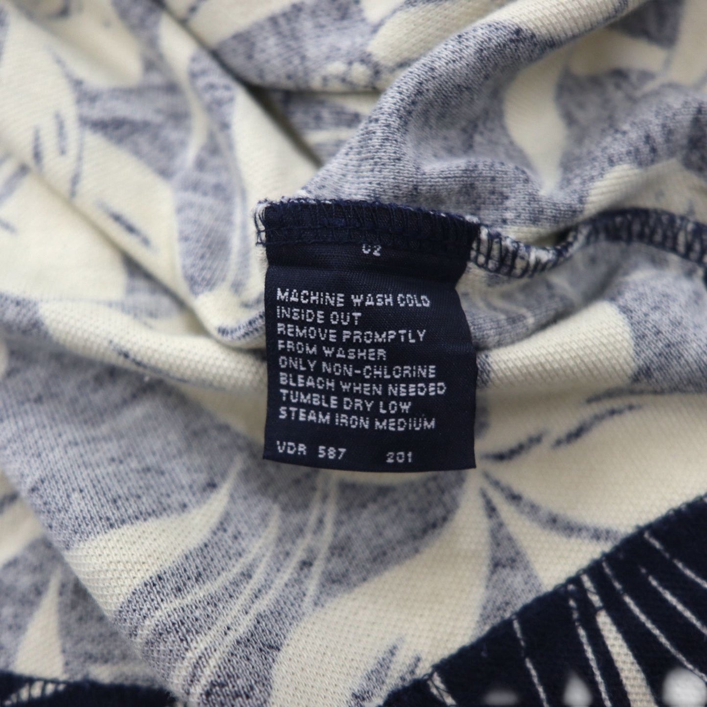 NAUTICA Polo Shirt XL Navy Cotton All-over Pattern Hibiscus Flower Big Size