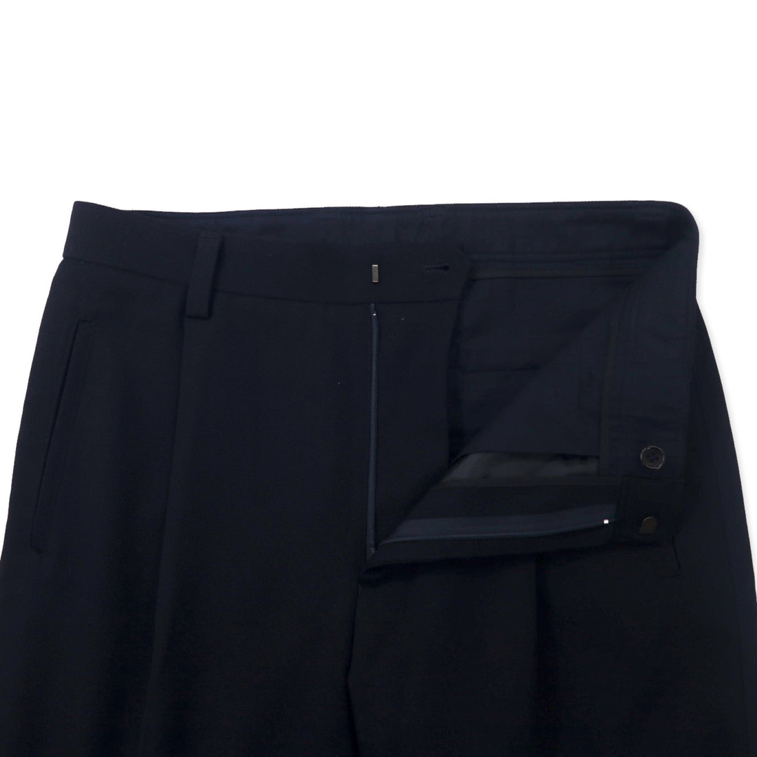 Kemit ウールタックパンツ テーパード スラックス 48 ネイビー ウール ギャバジン 0301-0209 日本製