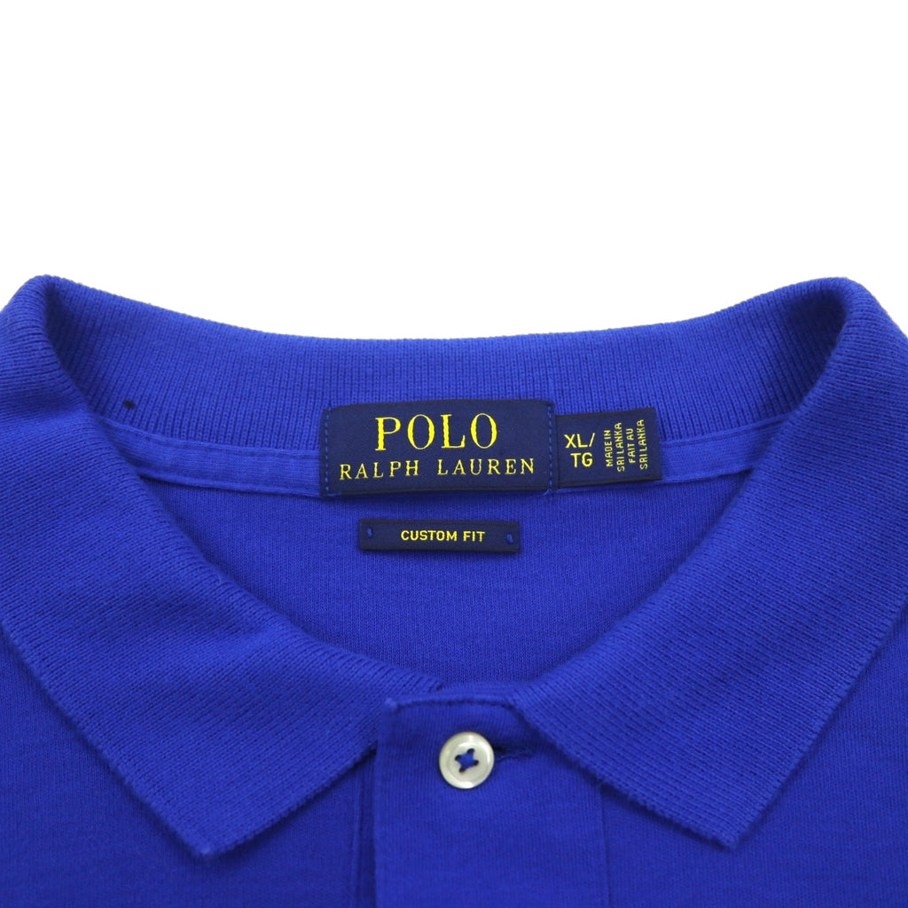 Polo Ralph Lauren Oversized Long Sleeve Polo Rugby Shirt, Blue, Custom Fit, Small Pony Embroidery