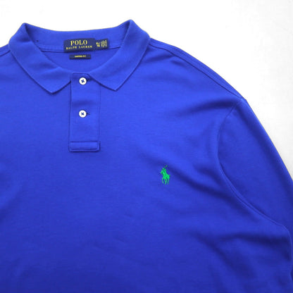 Polo Ralph Lauren Oversized Long Sleeve Polo Rugby Shirt, Blue, Custom Fit, Small Pony Embroidery