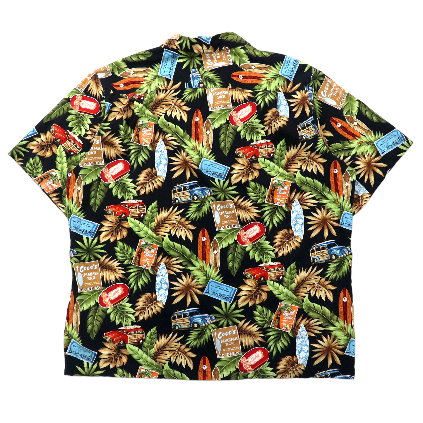 Retro Car Aloha Shirt アロハシャツ XL ブラック 総柄 PRIDE OF HAWAII レトロ クラシックカー ハワイ製