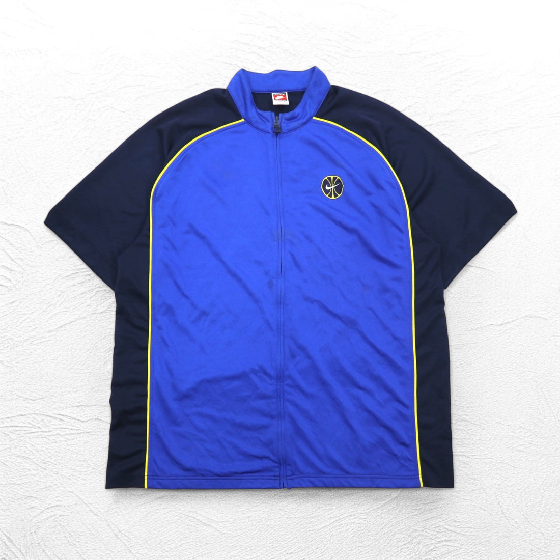 NIKE 90s TEAM TAG Short Sleeve Basketball Jersey Track Jacket 2XL Blue Swoosh