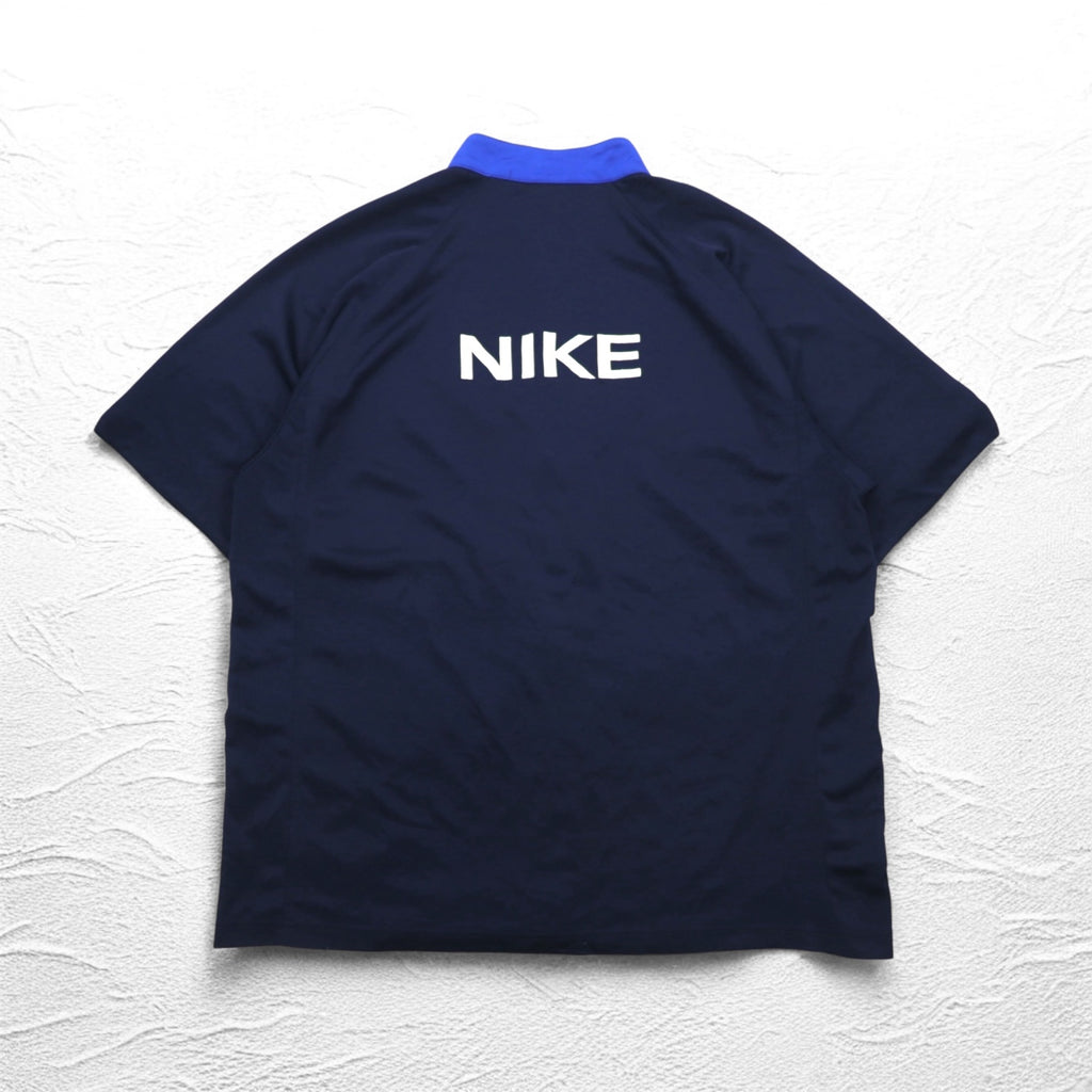 NIKE 90s TEAM TAG Short Sleeve Basketball Jersey Track Jacket 2XL Blue Swoosh
