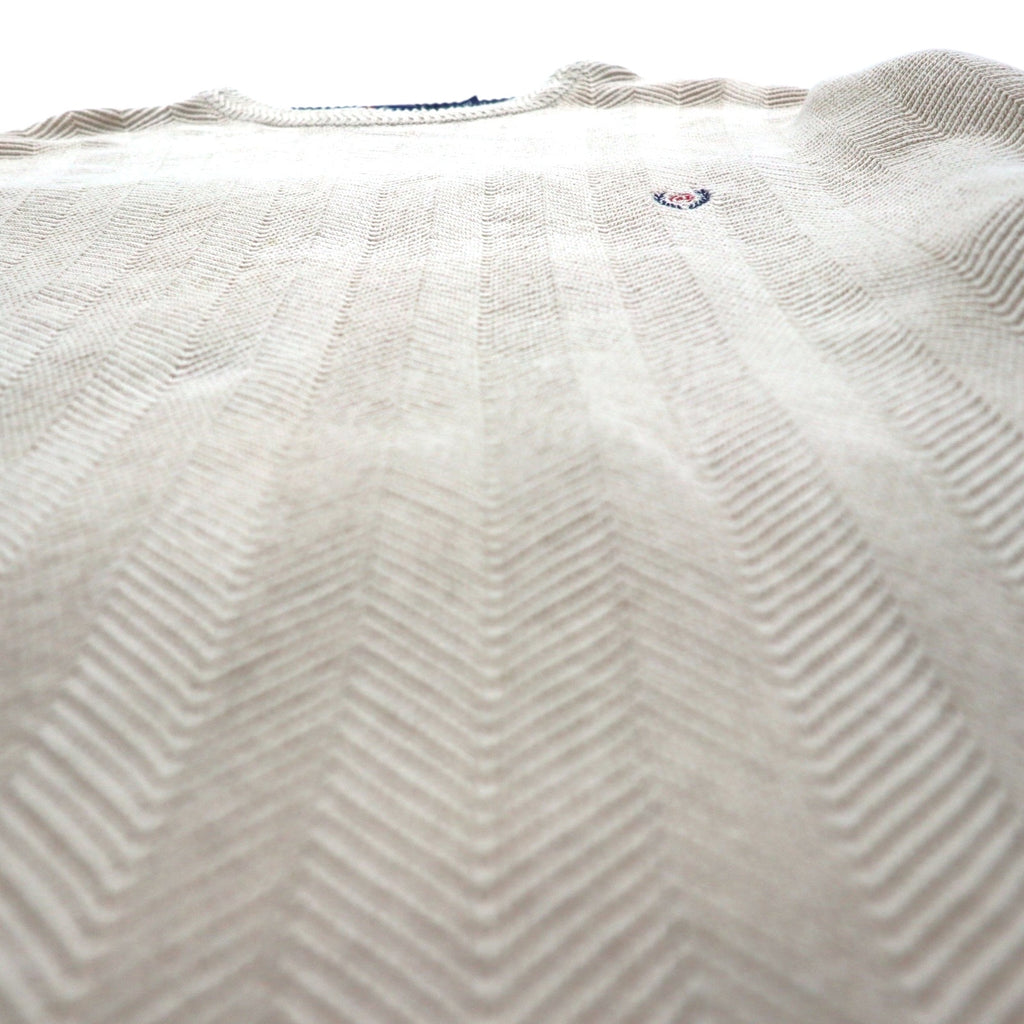 CHAPS RALPH LAUREN 90年代 3D ジャガード ヘリンボーン コットンニット 2XL ベージュ HAND FLAMED