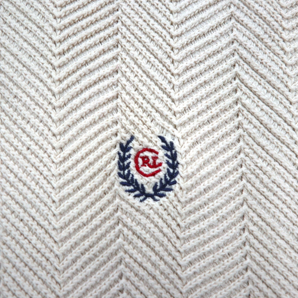 CHAPS RALPH LAUREN 90年代 3D ジャガード ヘリンボーン コットンニット 2XL ベージュ HAND FLAMED