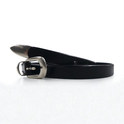 Genuine Leather Narrow Belt 牛革 ナロー ベルト L ブラック 未使用品