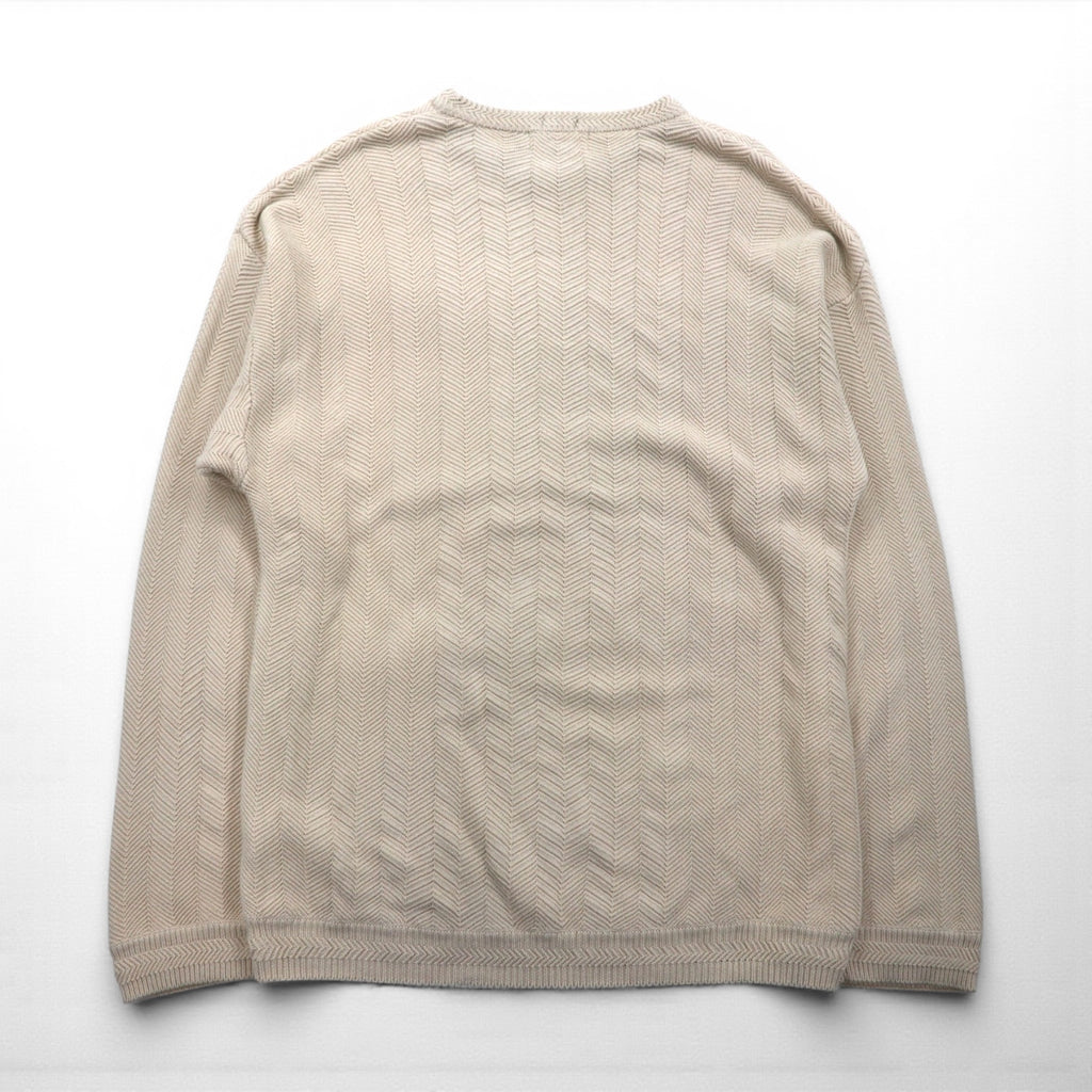 CHAPS RALPH LAUREN 90年代 3D ジャガード ヘリンボーン コットンニット 2XL ベージュ HAND FLAMED