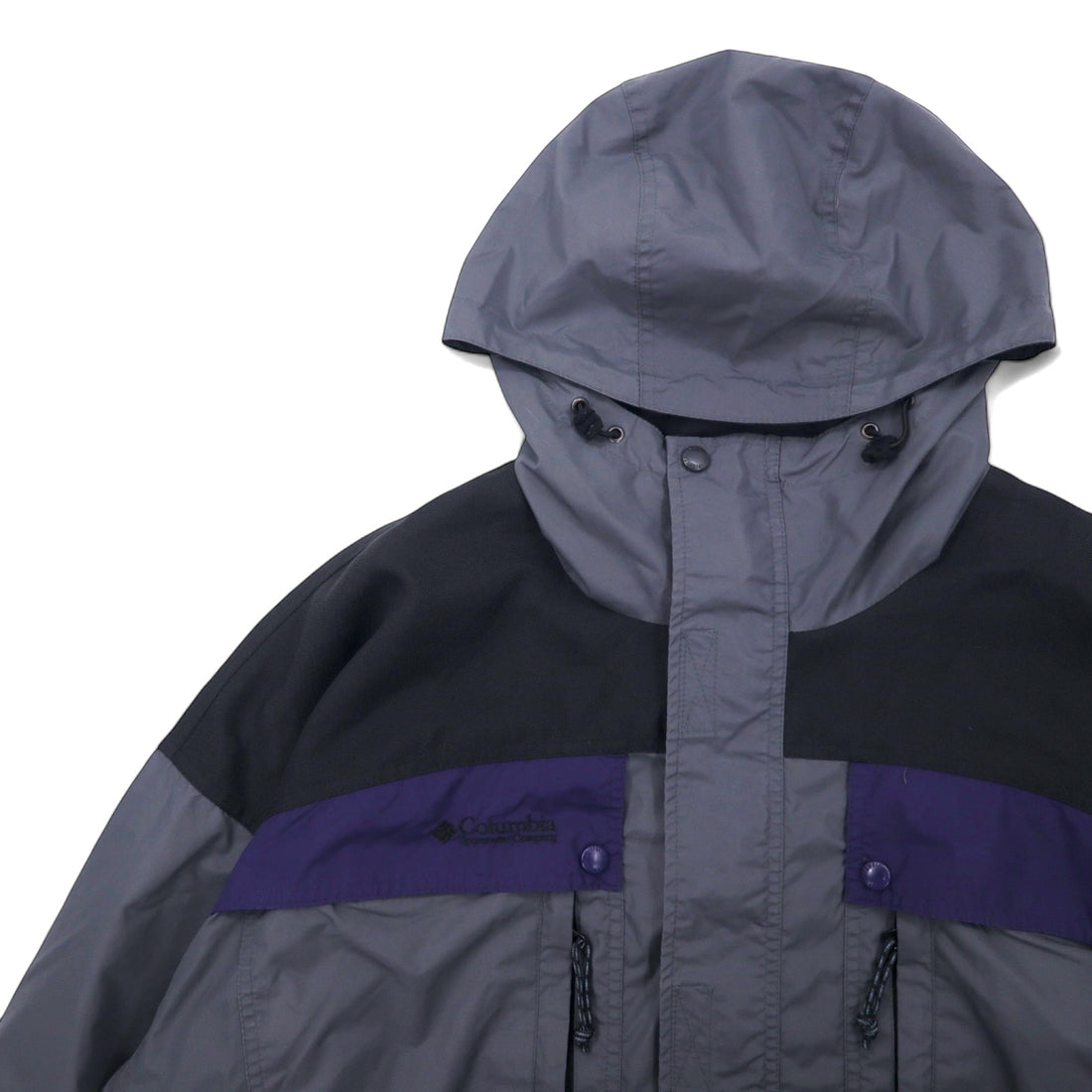 Columbia 90s Anorak Parka Mountain Parka XL Grey Nylon Drawcord