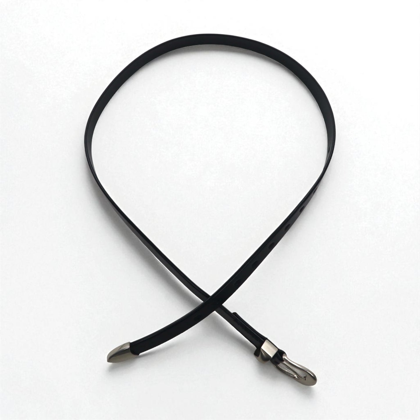 Genuine Leather Narrow Belt 牛革 ナロー ベルト L ブラック 未使用品