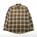 Eddie Bauer ボタンダウン フランネルシャツ L ブラウン チェック RELAXED FIT 胸ポケット 7709