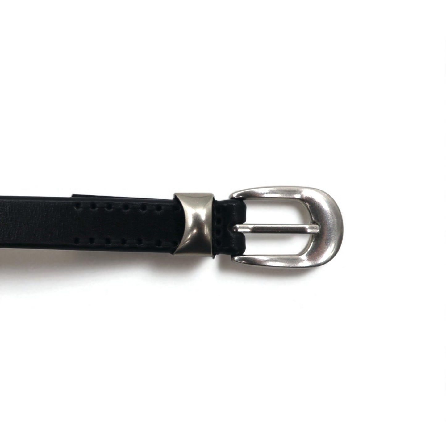 Genuine Leather Narrow Belt 牛革 ナロー ベルト L ブラック 未使用品