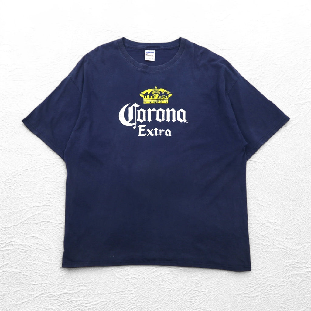 Corona Extra Beer コロナビール プリント Tシャツ 2XL ネイビー GILDAN ボディ