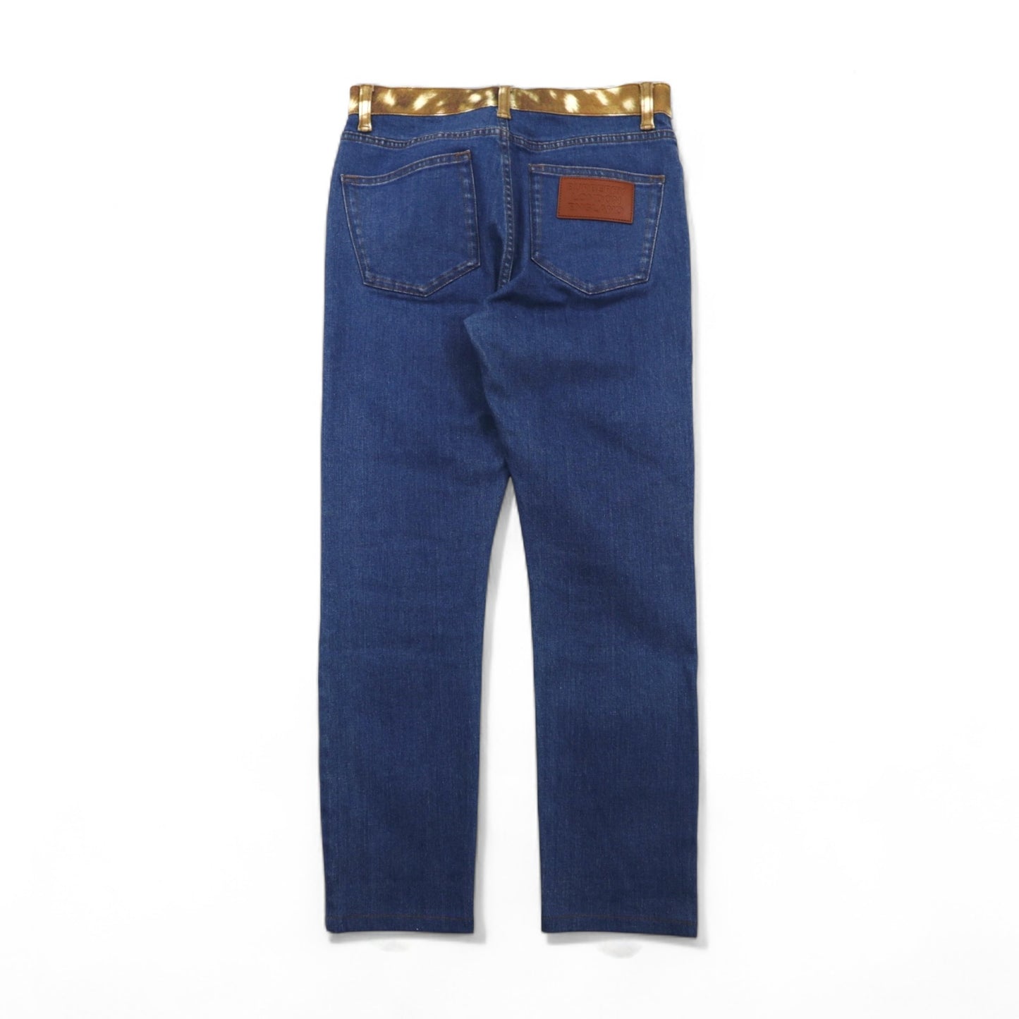 BURBERRY 現行タグ SKINNY MID-RISE ミッドライズ スキニージーンズ デニムパンツ M ブルー ストレッチ レザーパッチ