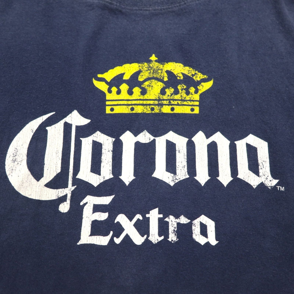 Corona Extra Beer コロナビール プリント Tシャツ 2XL ネイビー GILDAN ボディ
