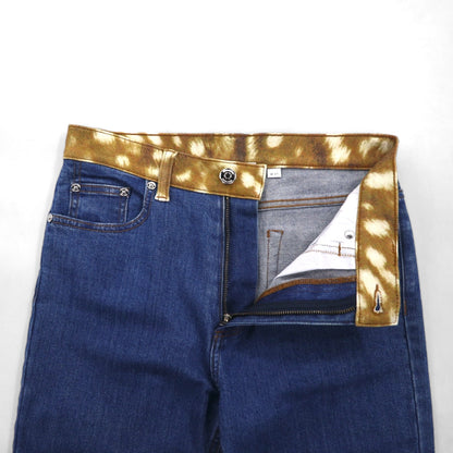 BURBERRY 現行タグ SKINNY MID-RISE ミッドライズ スキニージーンズ デニムパンツ M ブルー ストレッチ レザーパッチ