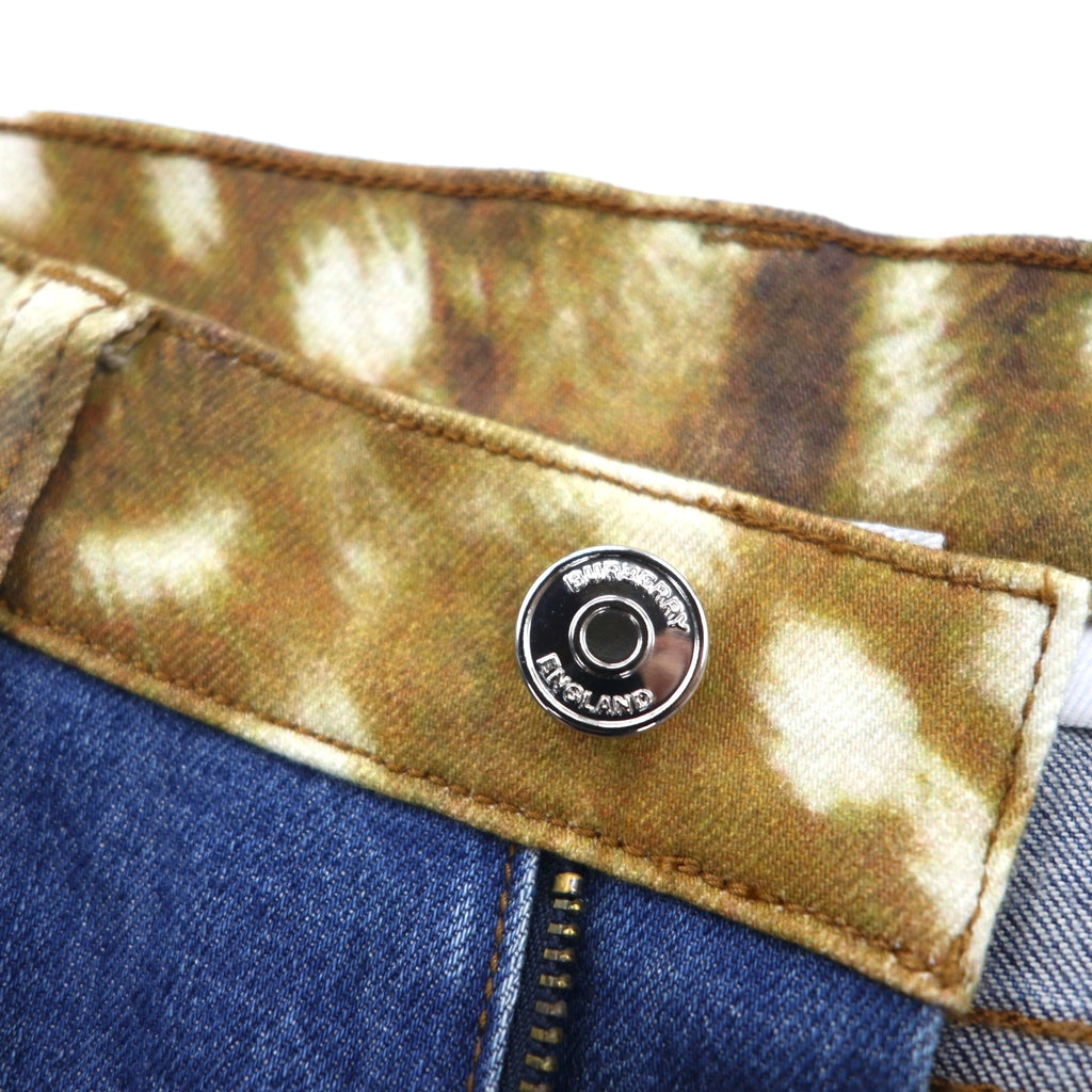 BURBERRY SKINNY MID-RISE Mid-Rise Skinny Jeans, Size M, Blue, Stretch, Leather Patch, Current Tag