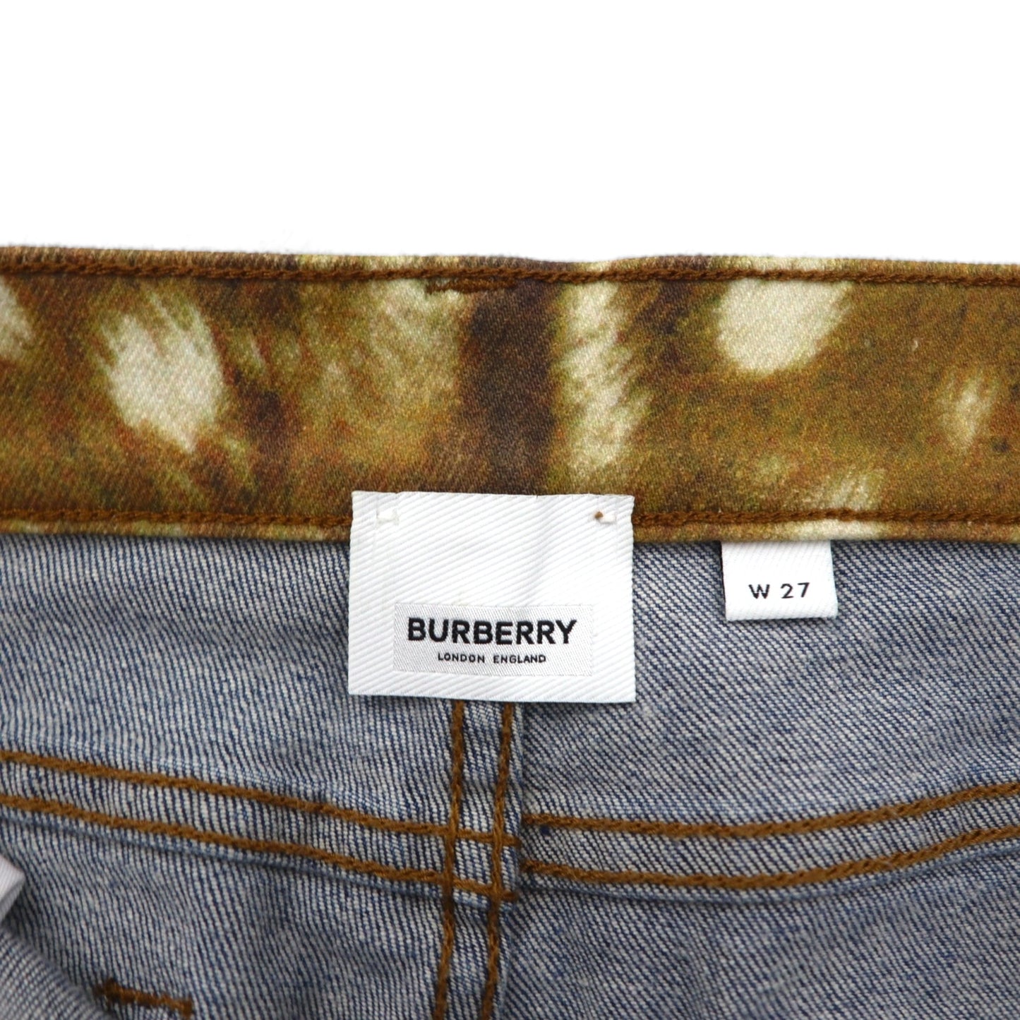 BURBERRY 現行タグ SKINNY MID-RISE ミッドライズ スキニージーンズ デニムパンツ M ブルー ストレッチ レザーパッチ