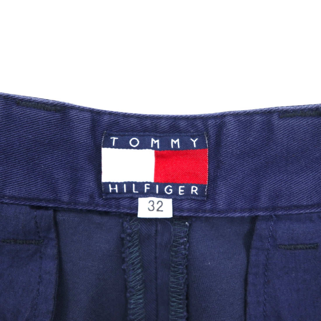 TOMMY HILFIGER タック ワイド チノパンツ M ネイビー コットン