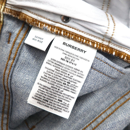 BURBERRY 現行タグ SKINNY MID-RISE ミッドライズ スキニージーンズ デニムパンツ M ブルー ストレッチ レザーパッチ