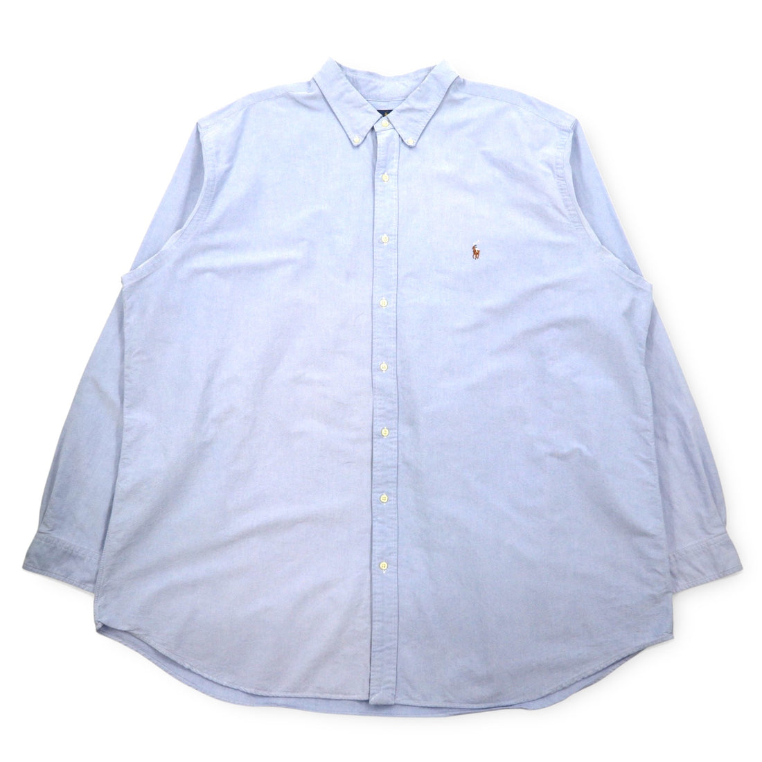 RALPH LAUREN Big Size Classic Fit Oxford Button Down Shirt 4XL Blue Cotton Small Pony Embroidery