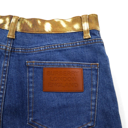 BURBERRY 現行タグ SKINNY MID-RISE ミッドライズ スキニージーンズ デニムパンツ M ブルー ストレッチ レザーパッチ