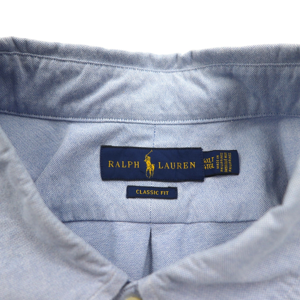 RALPH LAUREN Big Size Classic Fit Oxford Button Down Shirt 4XL Blue Cotton Small Pony Embroidery