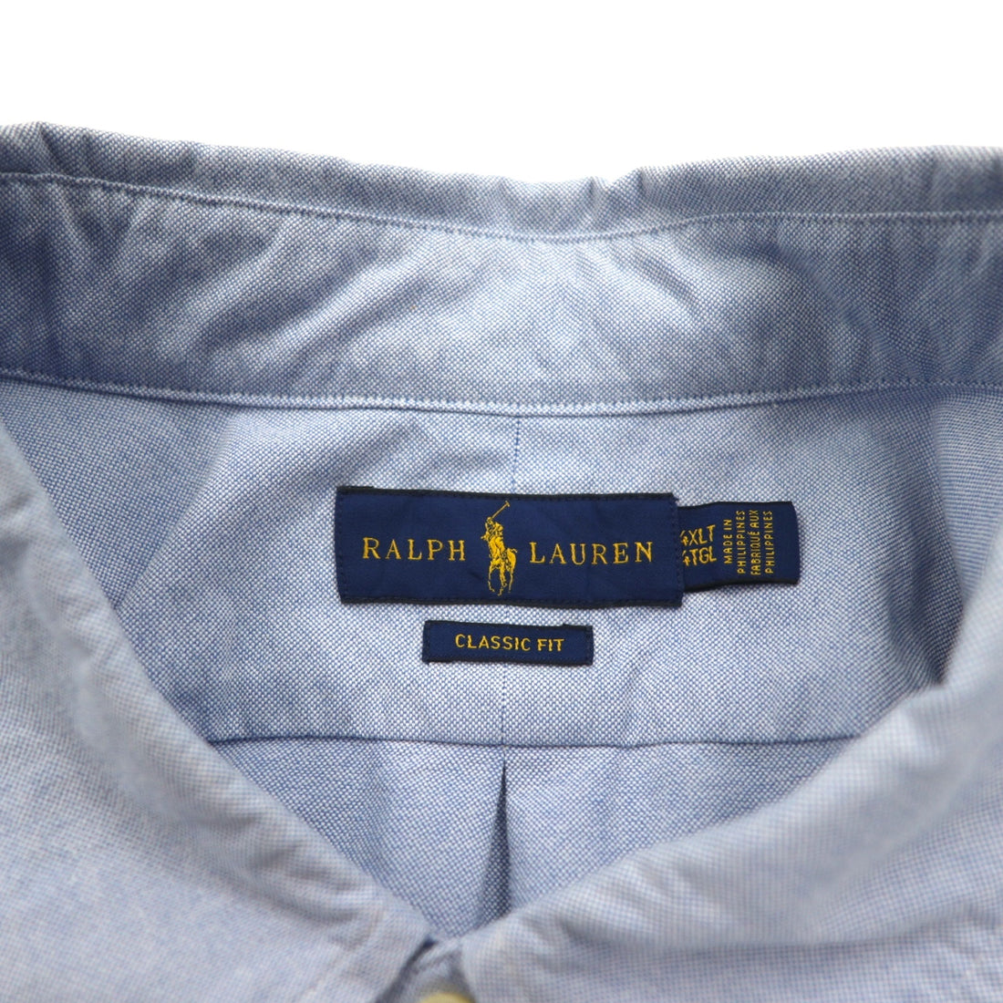 RALPH LAUREN Big Size Classic Fit Oxford Button Down Shirt 4XL Blue Cotton Small Pony Embroidery