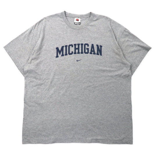 日本然リトテ-古着オンライン-NIKE TEAM 00年代 カレッジプリントTシャツ XXL グレー コットン MICHIGAN ビッグサイズ-NIKE TEAM 00s College print T-Shirt XXL Gray Cotton MICHIGAN Big Size