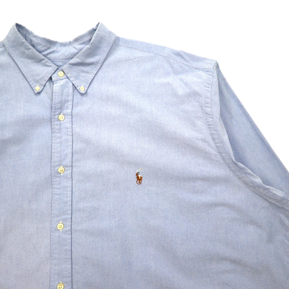 RALPH LAUREN Big Size Classic Fit Oxford Button Down Shirt 4XL Blue Cotton Small Pony Embroidery
