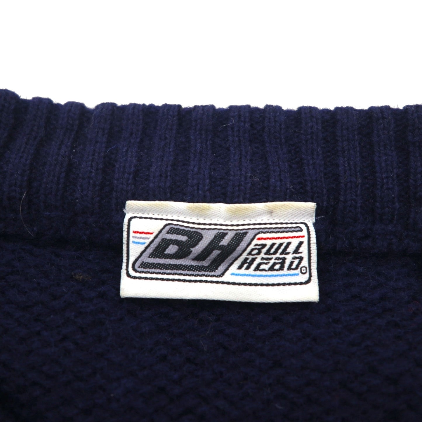 90s Vintage Shetland Wool Sweater, Argyle Pattern, XL, Navy, BULL HEAD SHETLAND, Wool