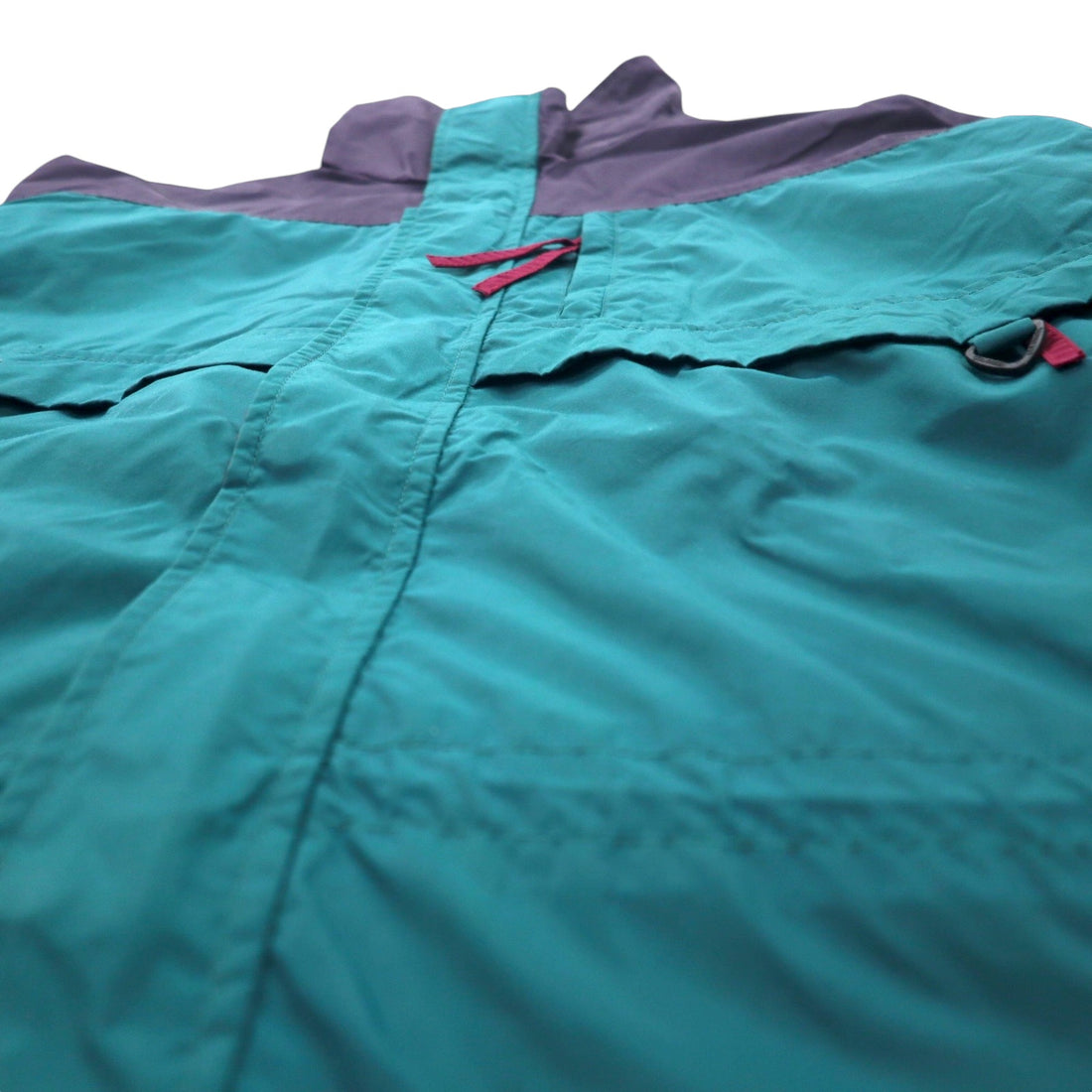 Columbia 90s Sailing Jacket Mountain Parka L Green Purple Nylon Radial Sleeve Drawstring Zip-in-Zip Gizzmo