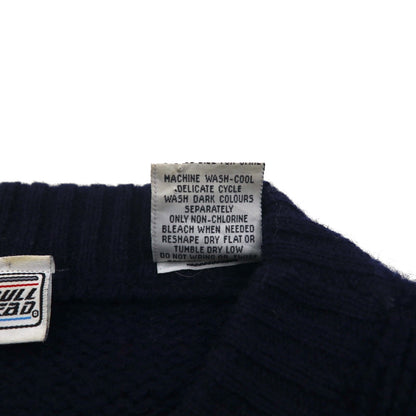 90s Vintage Shetland Wool Sweater, Argyle Pattern, XL, Navy, BULL HEAD SHETLAND, Wool