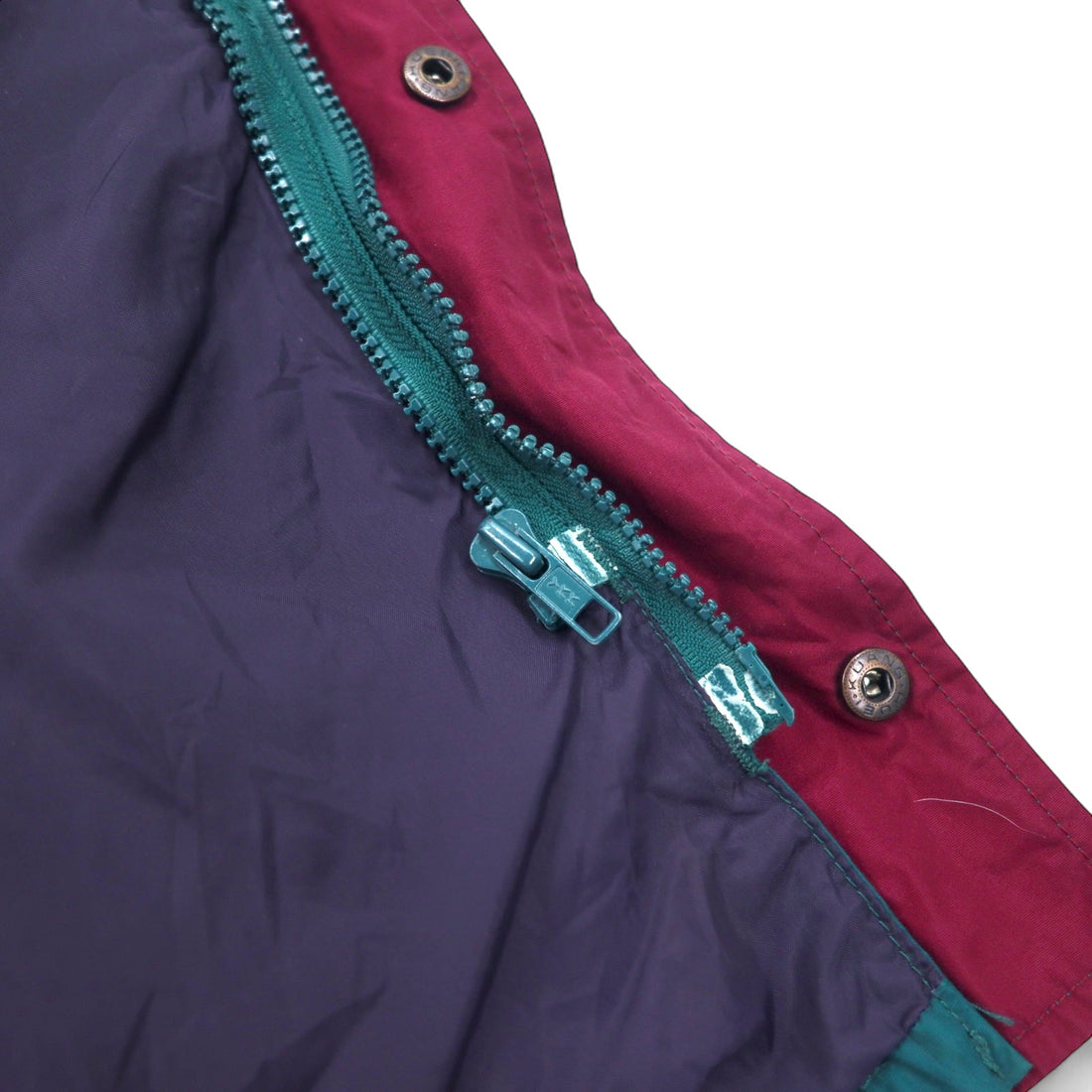 Columbia 90s Sailing Jacket Mountain Parka L Green Purple Nylon Radial Sleeve Drawstring Zip-in-Zip Gizzmo
