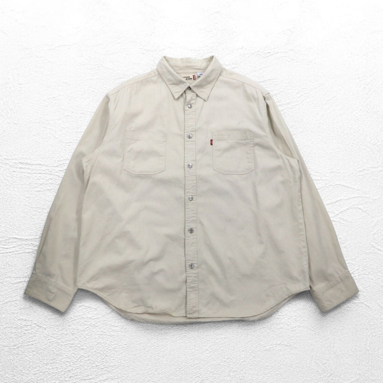 LEVI'S JEANS 00年代 チノ ワークシャツ 2XL ベージュ コットン メタルボタン ビッグサイズ