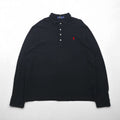 Polo Ralph Lauren Oversized Long Sleeve Rugby Shirt, Size 2XL, Black, Pique, Small Pony Embroidery