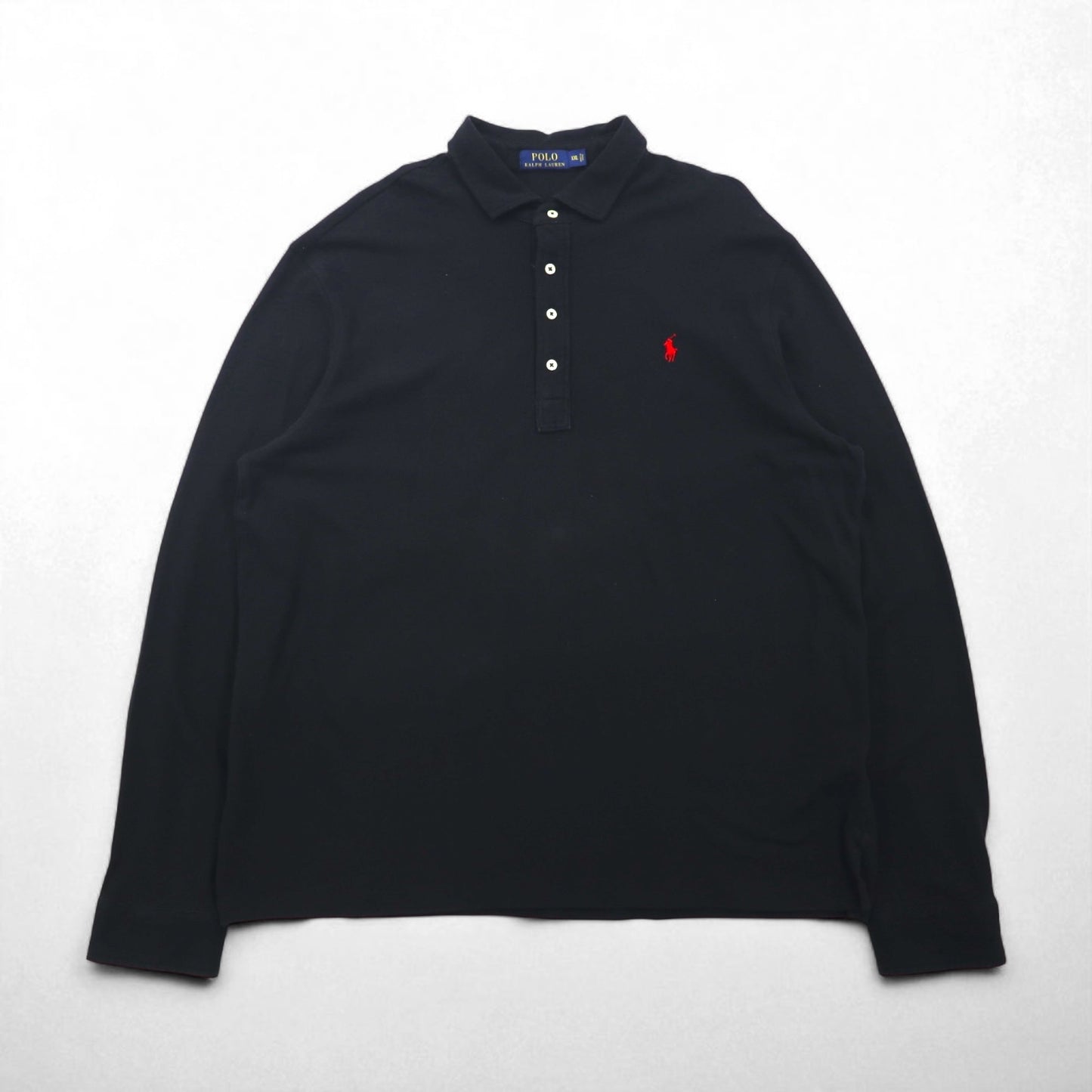 Polo Ralph Lauren Oversized Long Sleeve Rugby Shirt, Size 2XL, Black, Pique, Small Pony Embroidery