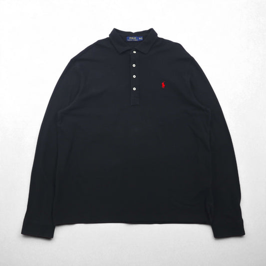 Polo Ralph Lauren ビッグサイズ 長袖ポロシャツ ラガーシャツ 2XL ブラック 鹿の子 スモールポニー刺繡
